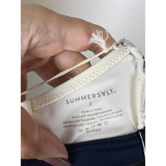NEW Summersalt Swim Shoreline Bikini Top 2 Cutout Colorblock Blue White Sporty - Picture 10 of 12